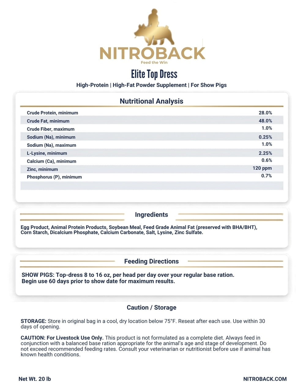 NITROBACK Premium Show Pig Top Dress